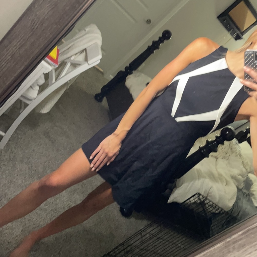 Black skater dress criss cross open back